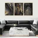 Kyiyhzp 3Pcs Abstract Black Gold Wall Art Modern Minimalist Wall Decor Prints Black gold grey pictures Marble painting artwork for Living Room Bedroom Office Home Decoration 16x24in Poster