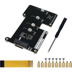 Freenove M.2 NVMe Adapter V2 for Raspberry Pi 5 (Without SSD), M.2 HAT Add-on Board, Solid State Drive Size 2230 2242 2260 2280, PCIe 2.0/3.0, Max Speed 1231 MB/s