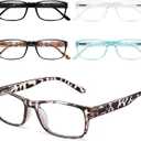 Gaoye Blue Light Blocking Reading Glasses, Spring Hinged Readers for Women Men, Anti Glare Filter, Lightweight Glasses (#5-Pack Mix Color, 0.0)