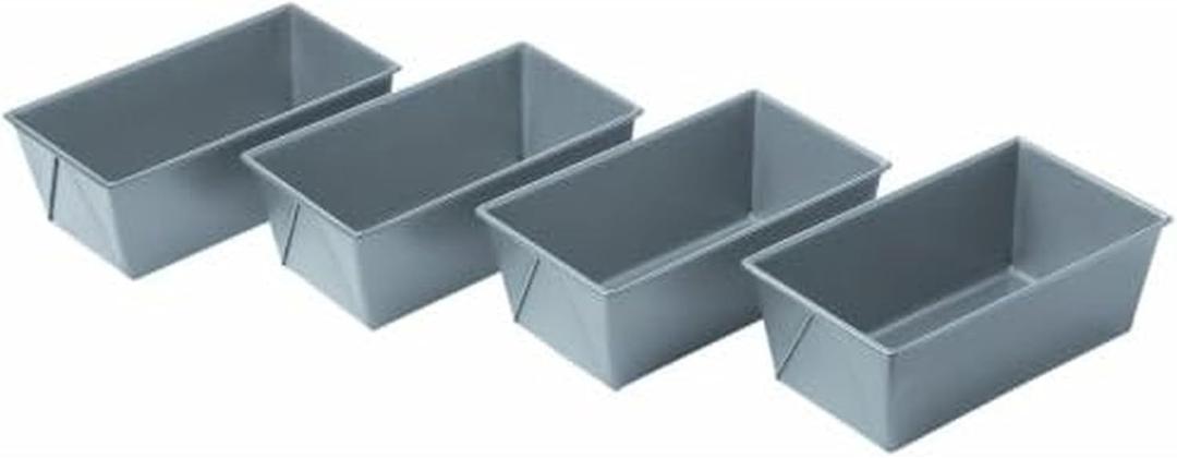 Chicago Metallic Commercial II Non-Stick Mini Loaf Pans, 5-3/4 by 3-1/4 by 2-1/4-Inch, Gray (Pack of 4)