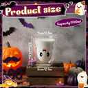 Honeydak Halloween Ghost Glass Coffee Mug 10 oz Cute Tea Milk Cup Ghost Double Wall Glass Insulated Spooky Cup Gifts Heat Resistant for Hot Cocoa Milk Halloween Party Supplies(Clear,Cute)