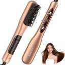 Steam Hair Straightener Brush, Steamline Pro 3 in 1 Straightening Brush, Curly & Frizzy Hair,Smooth Without Flattening, 5 Temp Settings & LED Display, Dual Voltage, Professional Styling Tools, Orange
