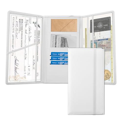 YGDMD Tri-folding Car Registration and Insurance Holder,Upgraded Car Registration and Insurance Card Holder with Multiple Pockets,Large Capacity Cars Insurances and Registrations Holders (White)