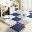 Foam Interlocking Floor Tiles Play Mat, 9pcs 12x12x1in Extra Thick EVA Foam Puzzle Exercise Mat, Protective Flooring for Workout Equipment (Navy Blue + White + Gray)
