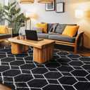 Area Rug for Living Room Bedroom, 5X7 Feet Soft Shaggy Rug, Plush Fluffy Rugs, Modern Moroccan Geometric Carpets, Anti-Skid Durable Carpet for Kids Dorm Nursery, Home Decor Aesthetic, Black and White