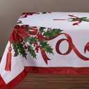 Kadut Christmas Ribbon Tablecloth (60 x 102 Inch) for 6 Foot Rectangle Tables, Heavy Duty Fabric, Stain Proof Xmas Ribbon Table Cloth for Harvest, Holiday, and Fall, & Christmas Dinner.