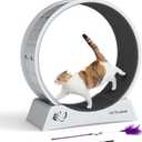 Cat Wheel for Indoor Cats, 34 Running Treadmill with Nonslip Carpet, Large Wheel with Teaser (White Gray)