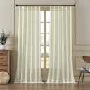 MASWOND Pleated Linen Sheer Curtains 96 Inches Long for Living Room 2 Panel Set, Semi Sheer Pinch Pleat Back Tab Drapes with Hooks Neutral Boho Light Filtering Curtain for Bedroom 8 Ft W38xL96