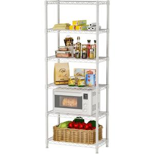 Golpart 5 tire Shelves Storage Wire Shelving Unit Metal Shelf Adjustable Organizers Storage Shelving with Wheels for Bathroom Laundry Room Kitchen Pantry12D x 22W x 69H White