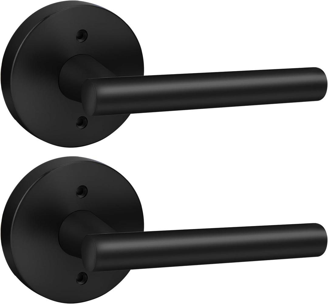Haidms 2 Pieces Black Dummy Door Handles, No-Turning Dummy Door Levers, Inactive Half Door Handle, Decorative Black Door Handle for Closet