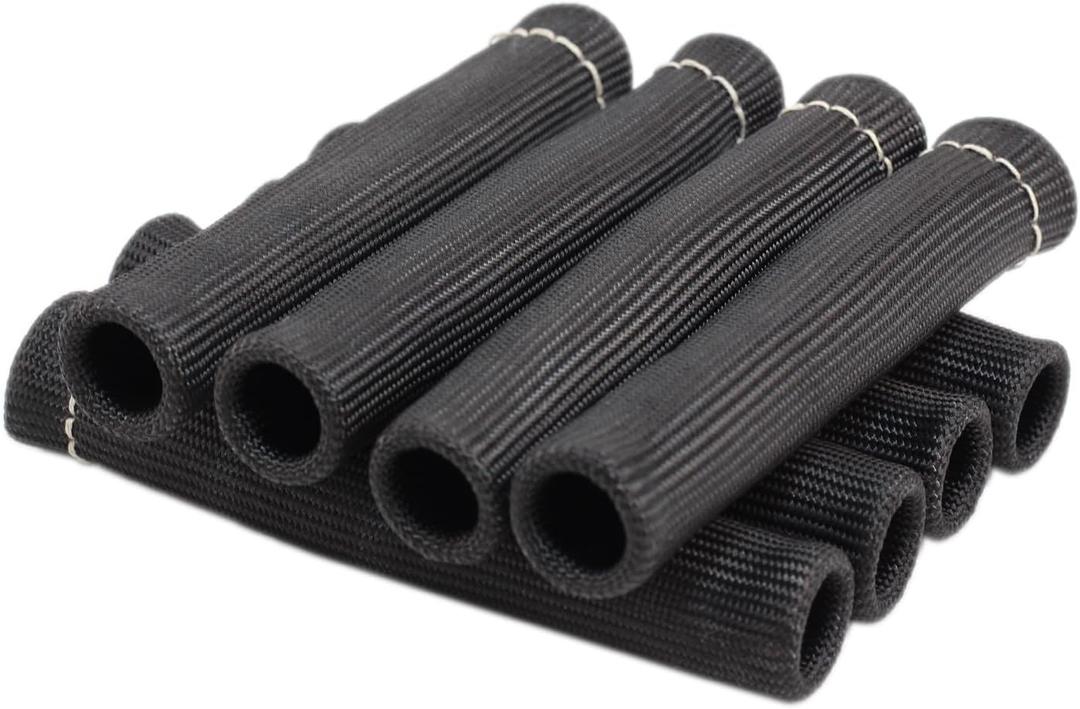 8Pcs 2500 Degree Spark Plug Wire Boots Heat Shield Protector Sleeve Cover Compatible with SBC BBC 350 454,6 Inch, Black