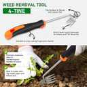 2 x Manual Weed Puller Tool, 4 Teeth Heavy-Duty Manganese Steel Weeding Tool, Rust-Proof Stainless Steel Garden Weeder, Ergonomic Handle Portable Weed Remover for Lawn, Farm, Vegetable & Flower Gardening