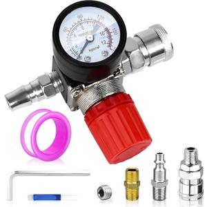 Air Compressor Pressure Regulator with Dial Indicator, 0-175 PSI Air Gauge for Air Compressor and Air Tools (4-way valve)