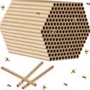 Gueevin 400 Pcs Mason Beehive Tubes 6 Inch Long x 5/16" Diameter Cardboard Beehive Nesting Tubes Nesting Paper Inserts for Outdoor Beekeeper's Garden House Hotel Condo Nest