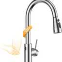 Touchless Kitchen Sink Faucet with Pull Down Sprayer, Stainless Steel Smart Motion Sensor Faucet for Pot Filler, Farmhouse Camper Bar Sink Laundry Room, Brushed Nickel