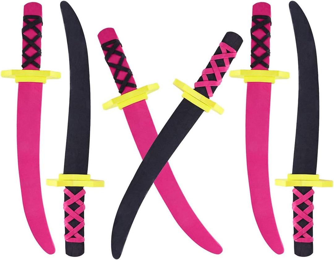 Super Z Outlet Lightweight Safe Soft Foam Toy Swords Ninja Pirate Style with Handle for Party Favors, Children Games & Activities (6 Pack)