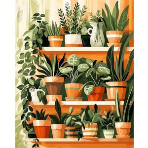 Natuyalo Paint by Numbers for Adults - DIY Adult Paint by Number Kits Painting on Canvas Green Plant Painting by Numbers for Beginners, Potted Art Craft Kits for Adults (16x20 Inch) (ART-07)