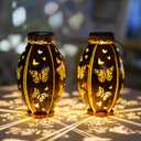 2 Pack Outdoor Solar Lanterns Waterproof Butterfly Decorative Hanging Solar Lantern Lights for Outside Patio Tableto Garden Yard Lawn Decor, Gifts for Mom Grandma Woman