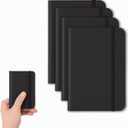 4 Pack Pocket Notebook Small Notebook, 3" x 4.4" Journal Notebook Hardcover with Thick Lined Paper, 200 Pages Leather Cover Mini Journal Notepad (Black)