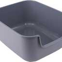 Large Cat Litter Box with High Sides, Cat Boxes for Indoor Cats, Cat Litter Pan for Kitty, Litter Box with Low Entry, Easy to Clean, Anti-Splashing (Grey)