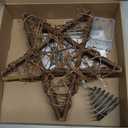 Christmas Tree Topper Farmhouse Christmas Decor Christmas Tree Decorations Rattan Natural Christmas Tree Star with 10 Warm LED Lights for Rustic Christmas Ornaments Holiday Seasonal Decoration 10 Inch