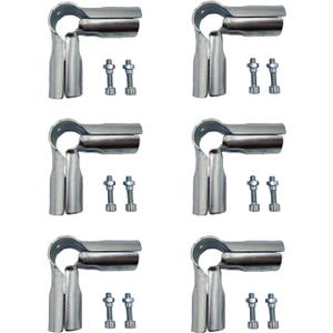 90 Degree 3-Way Pipe Connector, Stainless Steel End Rail Clamps, 1 in O.D., Chain Link Fence Fittings with Bolts and Nuts (6 Set)