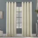 Clean Window Subtle Woodgrain Recycled Fiber Semi-Sheer Grommet Curtain Panel, 50" x 84", Pearl