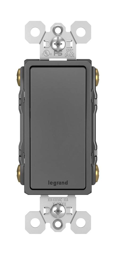 Legrand radiant TM874BKCC6 15 Amp Rocker Wall Switch, 4-Way Decorator Light Switches, Black (1 Count)