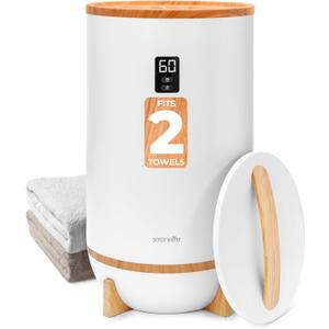 SereneLife Towel Warmers Bucket, with Customized Fragrance for Spa and Bathroom, Luxury Towel Heater Gifts for Him & Her, Auto Shut off, Fits 2 large Towels, Blankets, Bathrobes, PJ's (Bamboo)