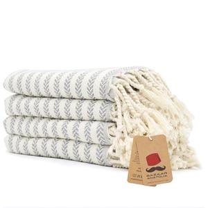 Bazaar Anatolia Hand Towels - Set of 4 | 39" x 19" - Striped Turkish Hand Towel for Bathroom, 100% Cotton, Kitchen, Face, Hair, Tea, Dishcloth, Gray Guest Towels - Arpa Grey