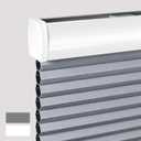 LUCKUP Cellular Shades Cordless Blackout Honeycomb Blinds, Room Darkening Pull Down Window Shade for Bedroom Living Room Nursery, 20'' W x 64'' H, Grey-White