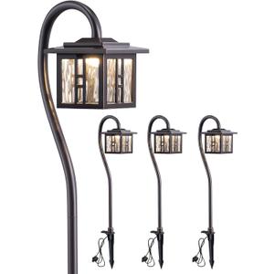 EDISHINE Low Voltage Landscape Lighting, 3W 185LM Oil-Rubbed Bronze Outdoor Landscape Path Lights for Garden Driveway, Die-Cast Aluminum, 50,000H Integrated LED, 4-Pack