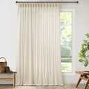 Pinch Pleat Linen 100 Inch Wide Curtains 90 Inches Long for Living Room Light Filtering Semi Sheer Farmhouse Sand Beige Pleated Curtain Hooks Rings for Patio Sliding Door Dining Room Large Window