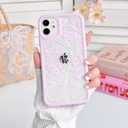 NITITOP Compatible with iPhone 11 Case Clear Cute Rose Flower Floral Leaves Pattern for Women Girls Color Frame Slim Durable Shockproof Protective Phone Cover - Pink