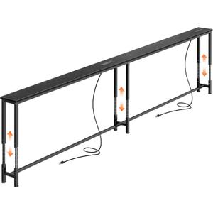 Huuger 102.4 Inch Sofa Table with Power Outlets, 23.9’’-34.4’’ Height Adjustable Range, Behind Couch Table with USB-C Ports, Sofa Tables Narrow Long, Skinny Console Table, for Small Spaces, Black