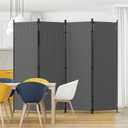 Privacy Screen Room Divider as Dressing Screen 4 Panel Wall Room Divider with 3 Wider Feet Portable Wall 6FT Partition Wall for Office Dining Room Children's Separate Rooms,Grey