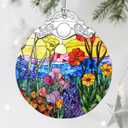 Stained Glass Ornament, Wildflowers Christmas Ornaments, Christmas Decorations for Tree, Holiday Ornament, Flower Themed Gifts, Holiday Party Gifts, Gift Ideas & Xmas Gift