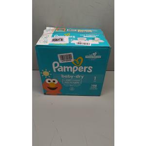 Pampers Diapers - Baby Dry - Size 1, 204 Count, Absorbent Disposable Infant Diaper (Packaging May Vary)