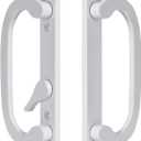 Sliding Patio Door Handle Replacement with Zinc Diecast I/E Pulls, Offset Thumbturn - Fits 1-3/8" to 2-1/4" Thick Door, 3-15/16" Hole Spacing, Non-Handed, Only White Handle, not Center Latch