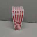 Novelty Place Plastic Red White Striped Classic Popcorn Containers For Movie Night - 7.8 Inch Tall x 3.8 Inch Square (4 Pack)