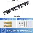 ZONGOOL 2 Pack Broom Holder Wall Mount, 4 Racks and 5 Hooks Mop Hanger Wall Mount Broom Organizer Stainless Steel Heavy Duty Garage Tool Racks for Home Kitchen Garden Laundry (Black)