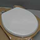 Mayfair Bennett Toilet Seat with Chrome Hinges, Slow Close Wood Seat, Secure Metal Hinges, Easy Install, Made in USA, Round, White