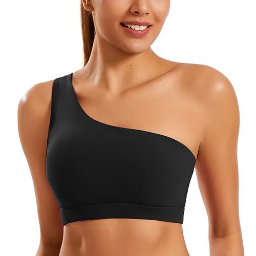 Smooth Sports Bras for Women One Shoulder Low Impact Asymmetrical Workout Tops Padded Yoga Bra Black, M Smooth Sports Bras for Women One Shoulder Low Impact Asymmetrical Workout Tops Padded Yoga Bra Black, M
