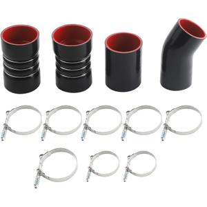 Turbo intercooler piping Boots Clamps Kit Intercooler Hose Compatible with Ford F250 F350 6.0L Powerstroke Diesel 2003-2007 6.0 Power-Strok Intercooler Pipe Kit (Black&Red)