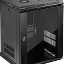 12U Wall Mount Server Rack Cabinet for 19'' IT Equipment, AV Device | 17.7 Inch Depth Network Cabinet Enclosure, Lockable Glass Door with Cooling Fan, Easy Install for Home Office Media Equipment