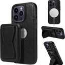 3 x for iPhone 14 Case Leather, 2 in 1 Detachable,Compatible with MagSafe,with Card Holder, PU Leather Kickstand Card Slots Case 6.1" Black