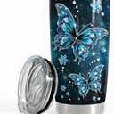SANDJEST Butterfly Tumbler 20oz Stainless Steel Insulated Tumblers Coffee Travel Mug Cup Jewelry Drawings Style Butterfly Gifts for Women Girls Teen Gift for Birthday Christmas