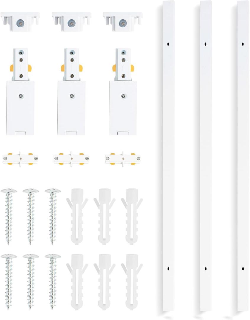 VANoopee H Track Lighting Rails Kit, 10FT H Type White Rails with End Caps and Live End Feed Connectors, Compatible with 120V H System, for LED Track Heads