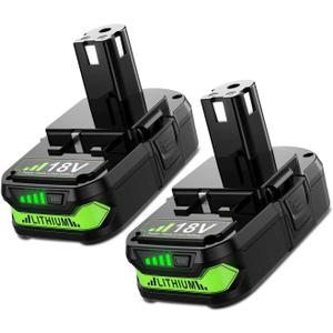Totoplus Replacement for Ryobi 18V Battery: 18V 4.0Ah Lithium-ion Compatible with Ryobi P102 P103 P105 P107 P108 P109 P122 Cordless Power Tools 2 Pack