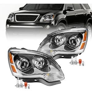 Headlights Assembly Compatible with 2007-2012 GMC Acadia OE Style Headlamps with Bulbs Pair Replacement Driver & Passenger Side NOT FIT HID